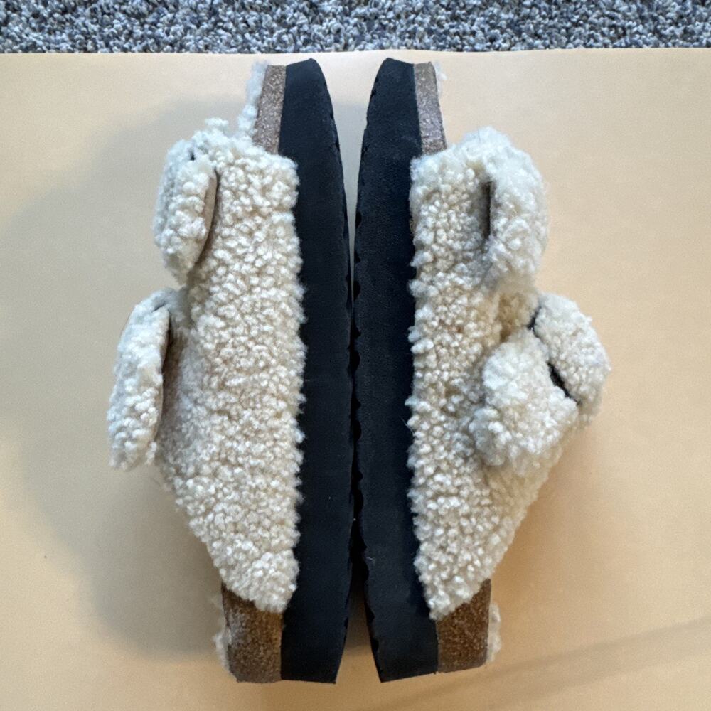 Papillio by Birkenstock Arizona Shearling Slides Size 41 (US 10-10.5) Tan - Picture 7 of 10